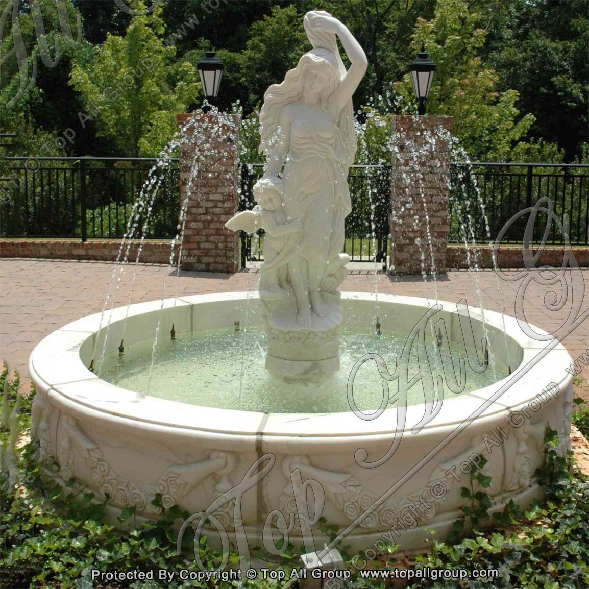 Outdoor White Marble Water Fountain