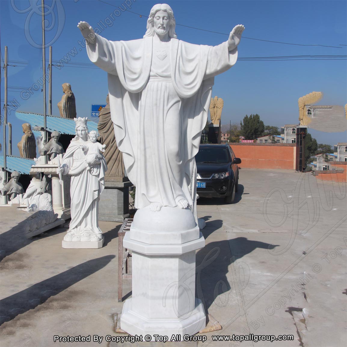 Outdoor sacred heart famous Jesus statues made of white marble