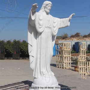 Utendørs hellige hjerte berømte Jesus statuer laget av hvit marmor TARS029