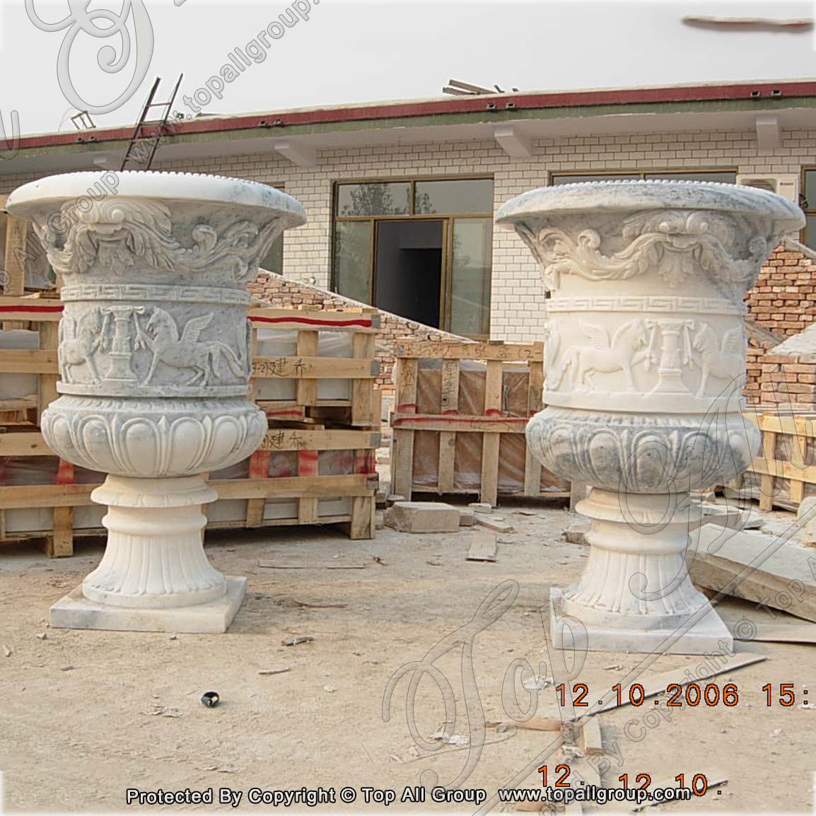 Outdoor stone marble flower pot