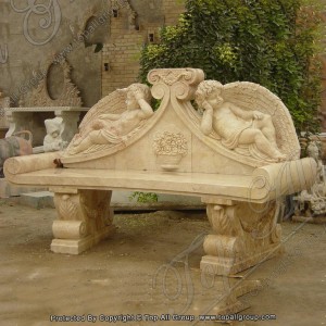 Moqapi o Tummeng oa Outdoor Natural Marble Garden Bench TAMB-023