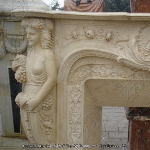 Popular Design hand carved stone mantel marble fireplace TAFM-041