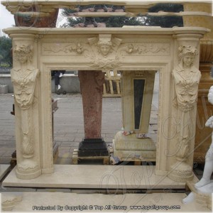 Populär design handsnidad stenmantel marmor spis TAFM-041