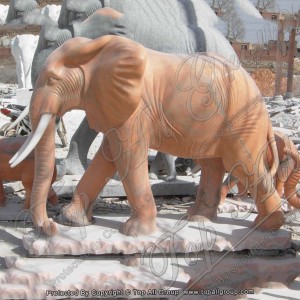 Red Marble Elephant Statue For garden or square center TAAS-031