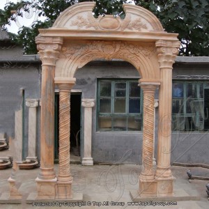 Red marble carving column for gate deco TAMC-032