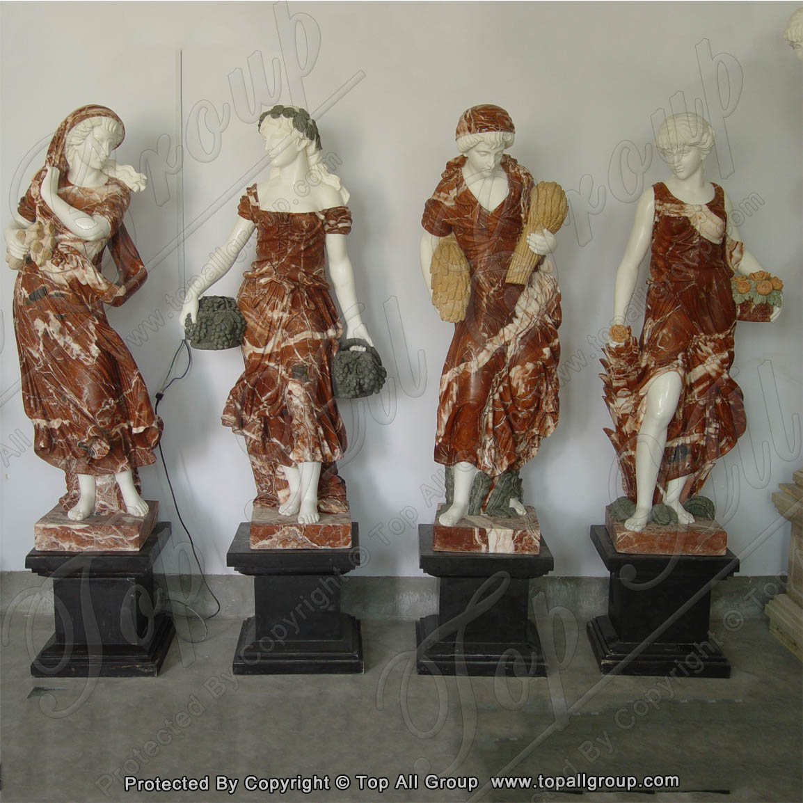 China Gold Supplier for Verde Green Marble Tile -
 Red marble garden sculpture four season TPFSS-009 – Top All Group