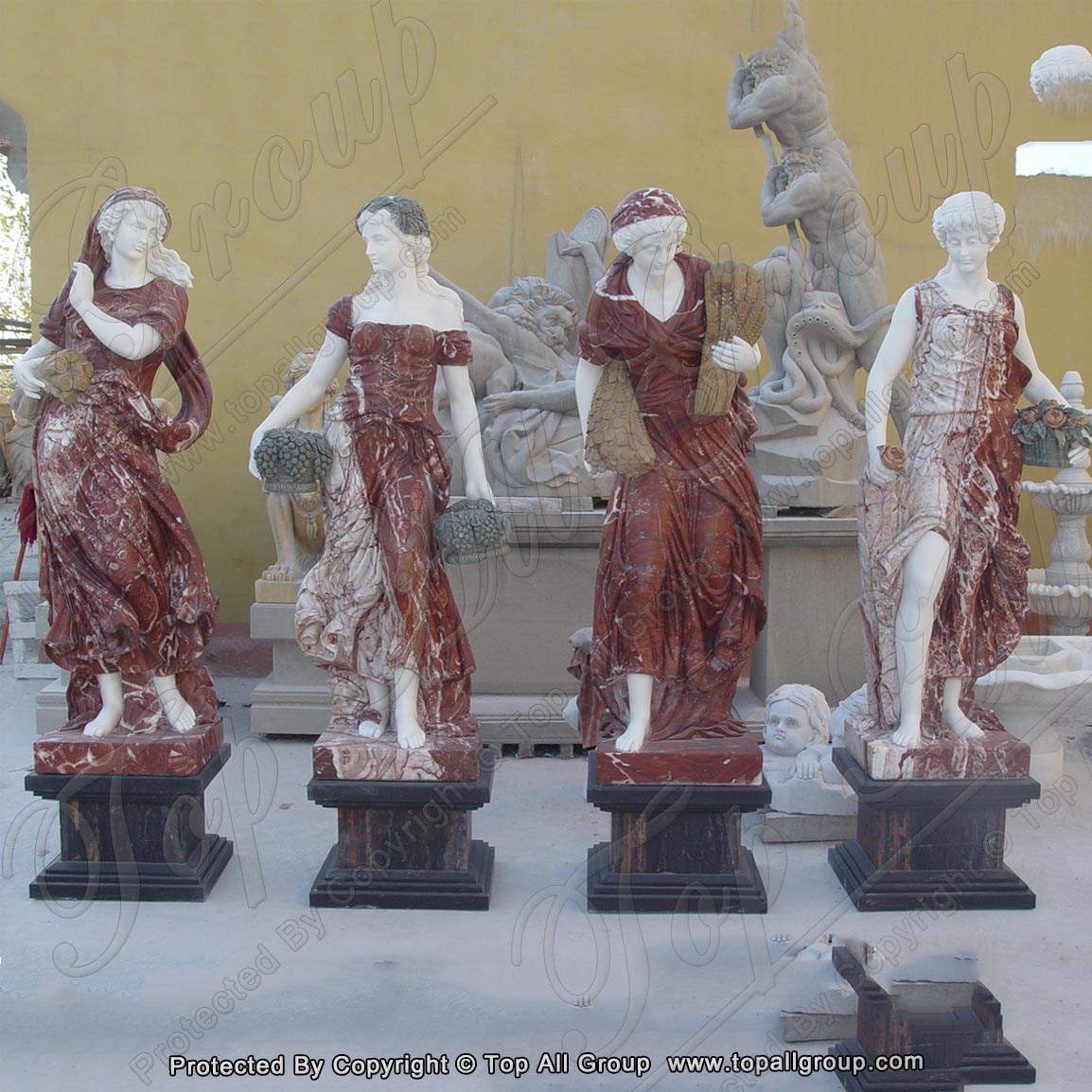 Best Price for Quartz Countertop Wholesale -
 Red marble life size four season sculpture TPFSS-005 – Top All Group