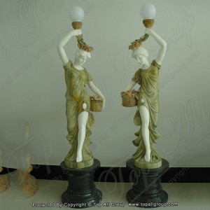 Roman Marble Lady Statue with Lamp on Head TALP-010