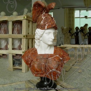 Roman jagunjagun Red White Marble igbamu Statue TABS-048