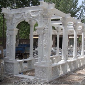 Roma Heykəli Təbii Daş Bağ Ağ Mərmər Pavilyon Gazebo TAGG-043