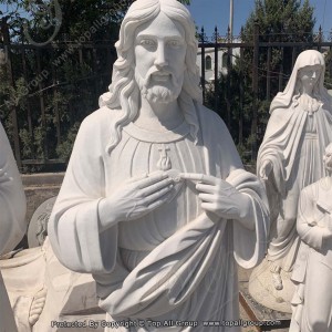 Sacred Heart of Jesus Christ Statue White Marble Sculpture TARS039