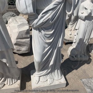 Statua Sacro Cuore di Gesù Cristo Scultura in Marmo Bianco TARS039