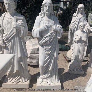 Статуя Святого Сердца Иисуса Христа Белая мраморная скульптура TARS039