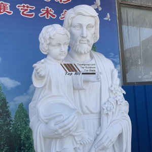 Bottom price China Custom Made White Marble Carved Stone Statue of Mom and Son for Outdoor Garden Decoration