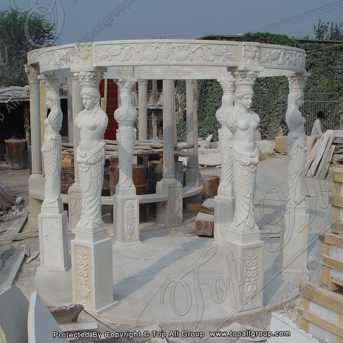 Sculpture column marble gazebo