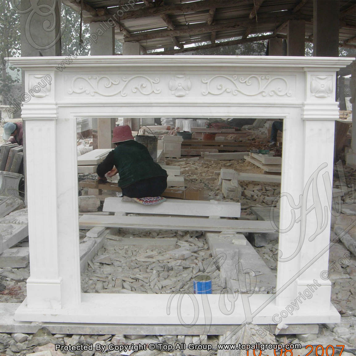Simple style nature marble fireplace mantel