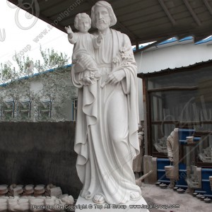 아기 예수와 함께 있는 성 요셉 대리석 조각 TARS045
