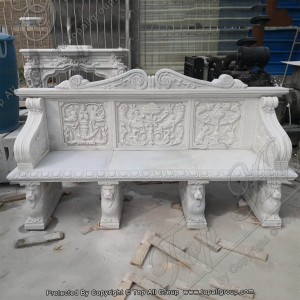 Stone Carving Products Marble Lion Statue Outdoor Garden Bench TAMB-015