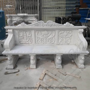 Lihlahisoa tsa Lejoe la ho Betla Lejoe la Marble Lion Seemahale sa Outdoor Garden Bench TAMB-015