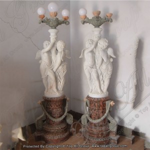 Stone Figure Sculpture Life Size Lady Lamp Statue Marble Angel Statue TALP-023