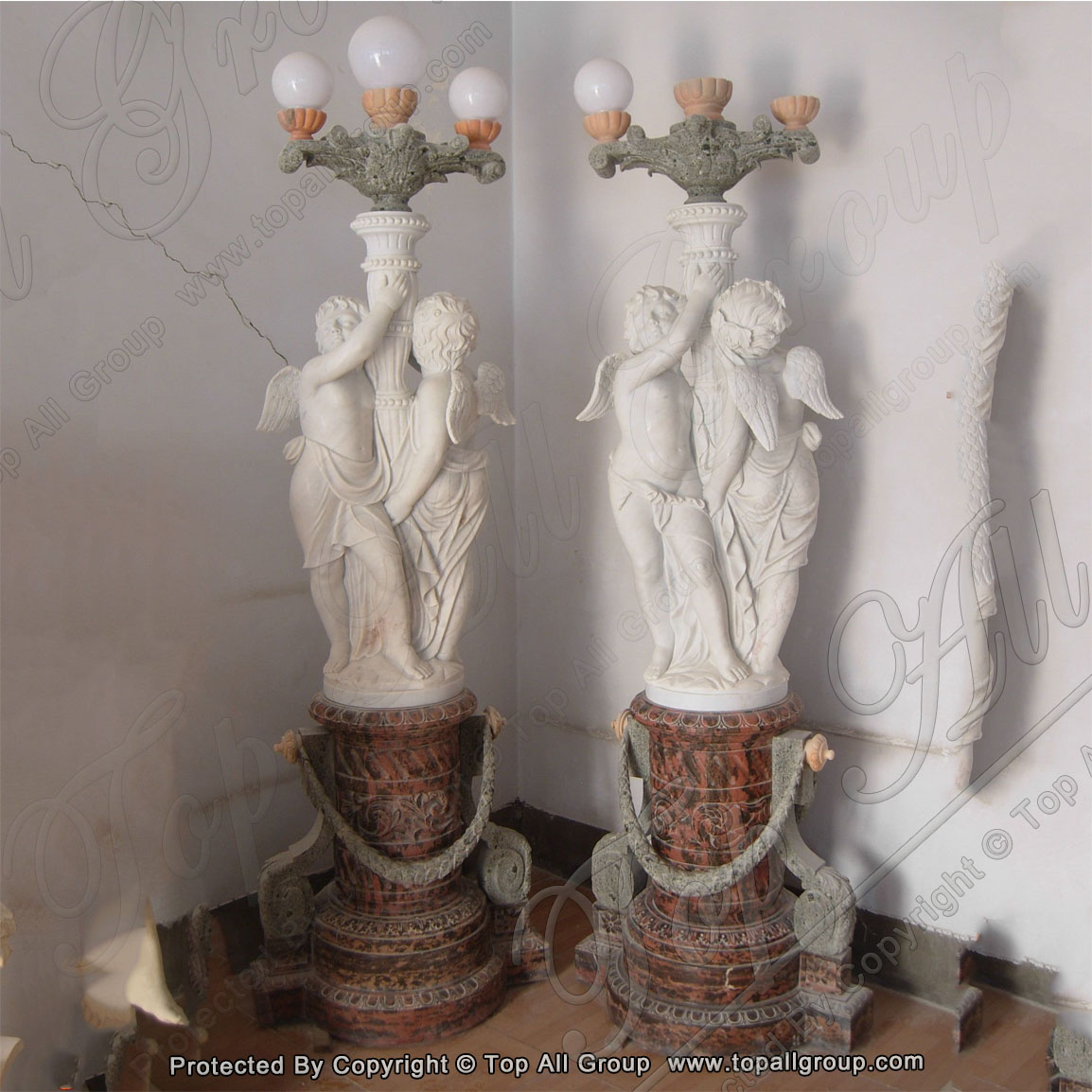 Chinese wholesale Stacked Stone Panel -
 Stone Figure Sculpture Life Size Lady Lamp Statue Marble Angel Statue TALP-023 – Top All Group