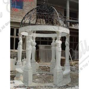 Pob zeb vaj khoom carved ntuj marble gazebo TAGG-046