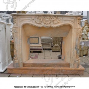 Sunset red marble fireplace mantel TAFM-037