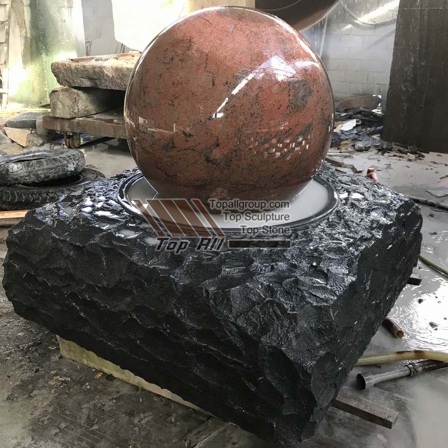 factory customized Limestone Columns -
 Nature Black Base With Red Granite Ball Fountain TASBF-012 – Top All Group