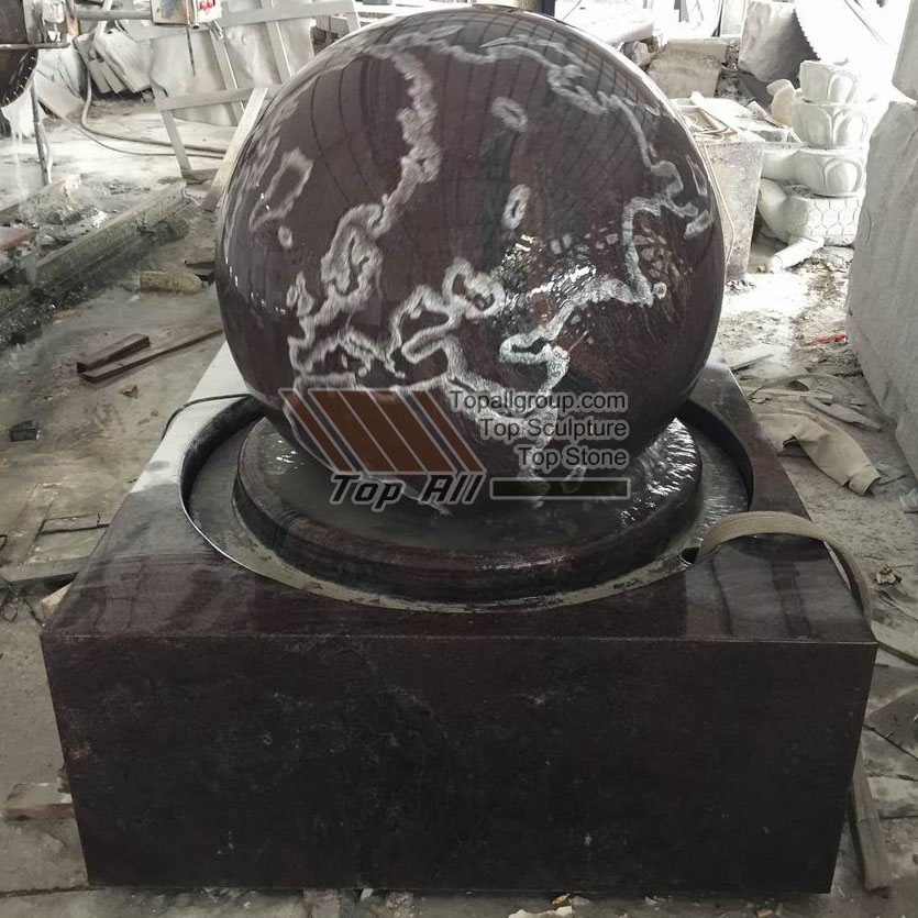 factory customized Marble Sinks -
 Nature Granite Stone Ball Foutain with world map TASBF-014 – Top All Group