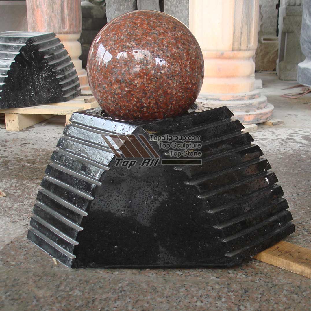 Special Price for Cross Headstones -
 Red Stone Ball Fountain With Black Base TASBF-020 – Top All Group