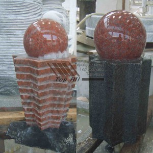 Fontana d'acqua a sfera rotante in granito rosso TASBF-024