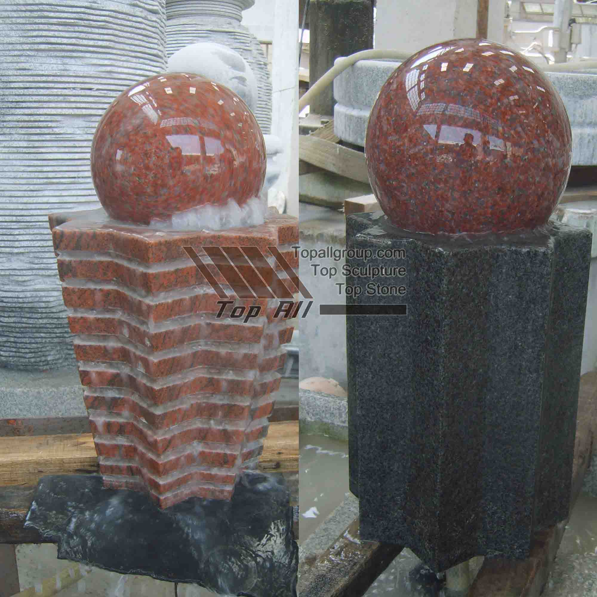 Red Granite Rolling Sphere Water Fountain TASBF-024 detail pictures