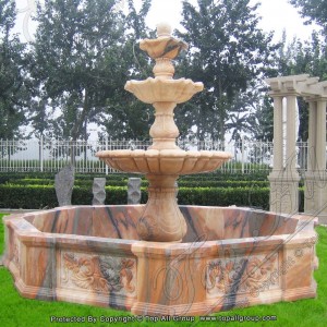 Three Tiers Hand Carving Red Marble Stone Water Fountain TAGF-58