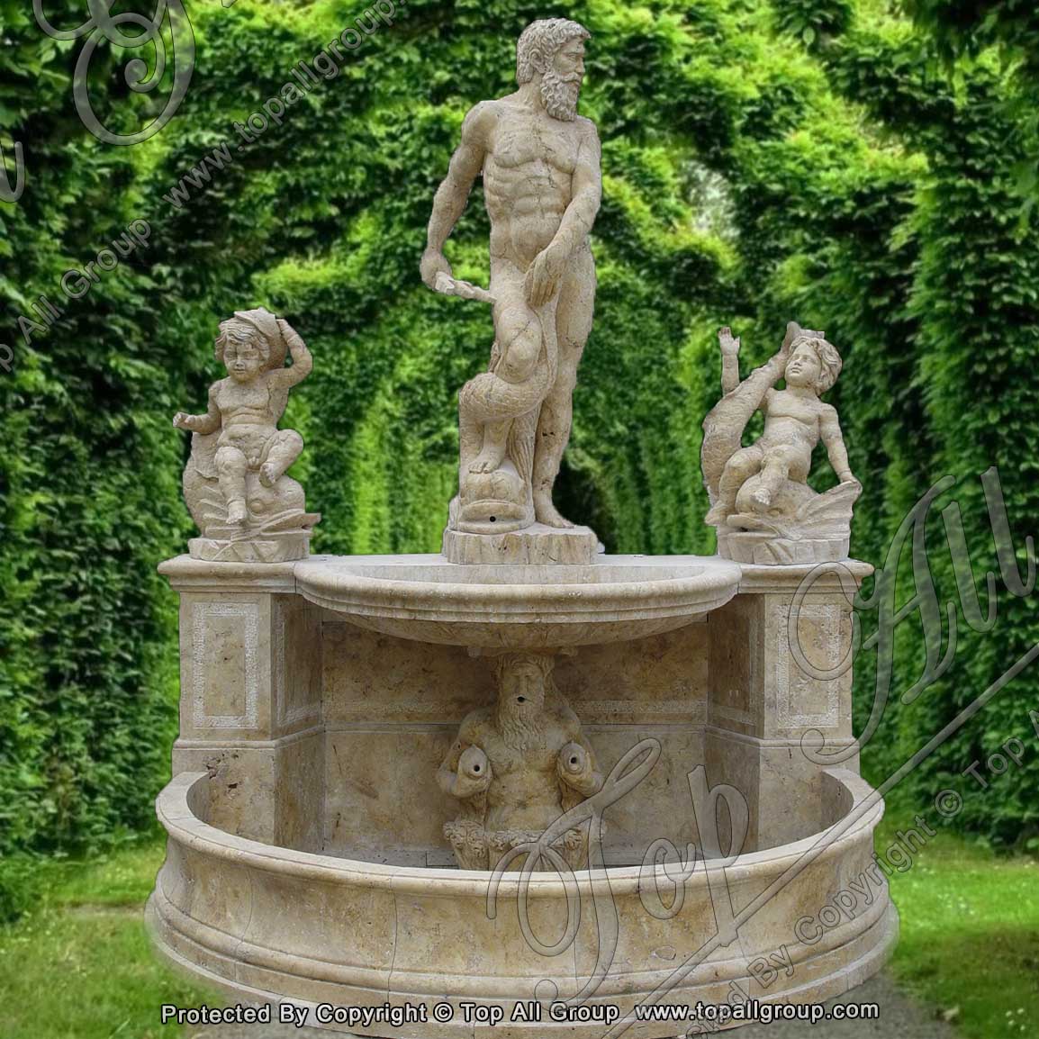 Travertine Statue Garden Fountain