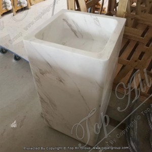 Volakas White Marble Freestanding Washing Basin TASS-058