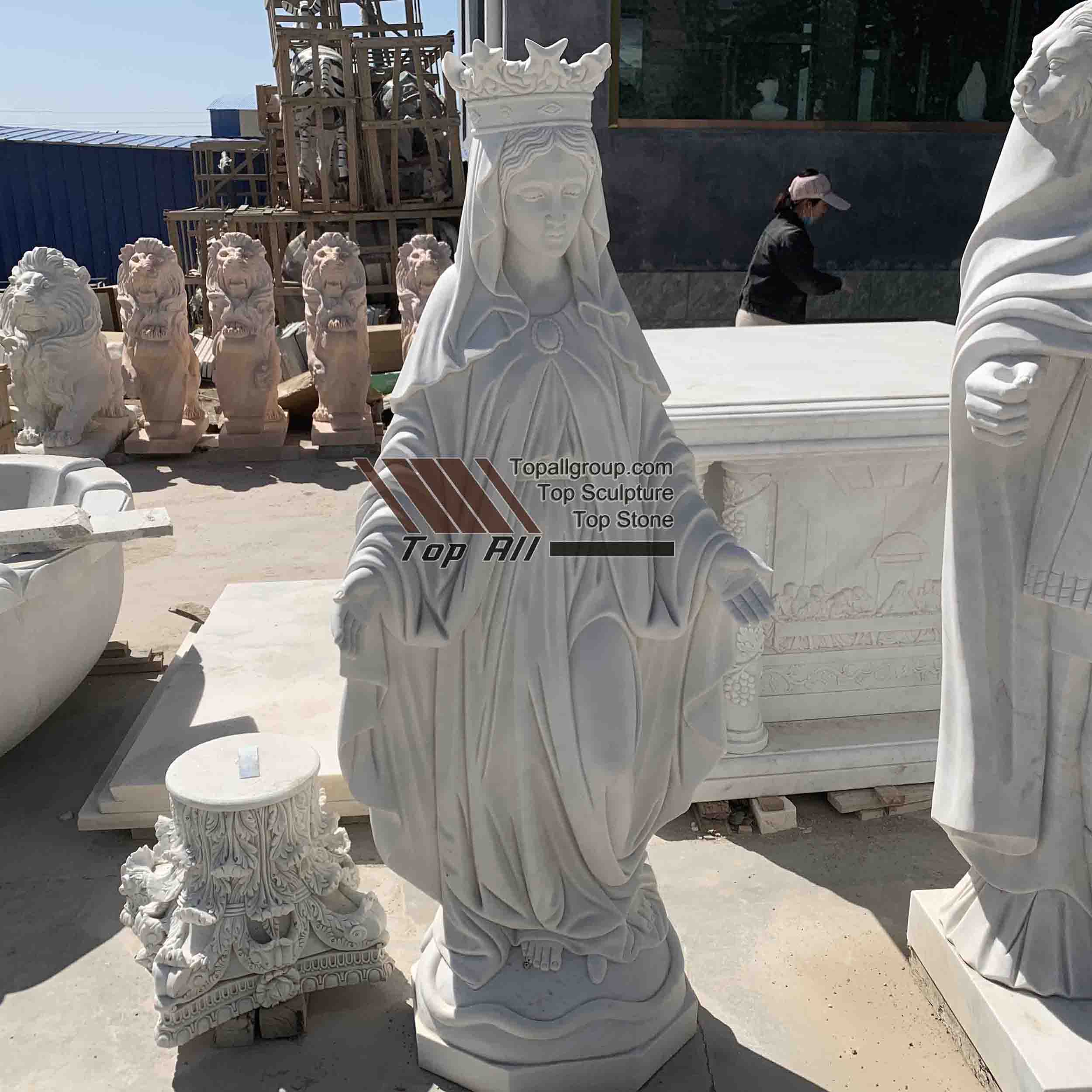 2017 wholesale price Garden Stone Column Pergola -
 Welcome hand out garden Virgin Mary Marble Statue TARS002 – Top All Group