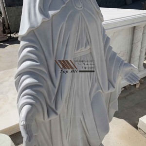 Maligayang pagdating hand out hardin Virgin Mary Marble Statue TARS021