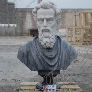 Blanka Griza Marmoro Roman Propra Figuro Kapo Busto Statuo TABS-054