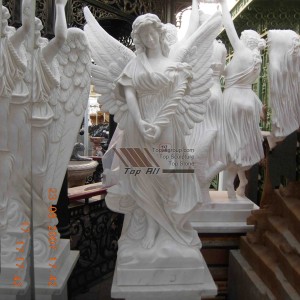 Escultura de anjo em mármore branco TSAS-014