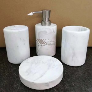 White Marble Bathroom Kit, Marble holder, Marble cup TASC-016