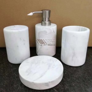 Kit de baño de mármore branco, soporte de mármore, vaso de mármore TASC-016