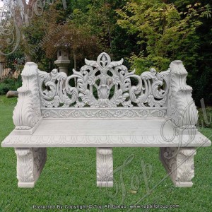White Marble Carving Flower Bench TAMB-042