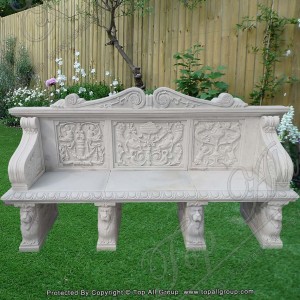 Banc de jardin en marbre blanc TAMB-043