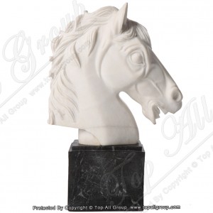 White Marble Horse Head Sculpture With Black Base TAAS-005
