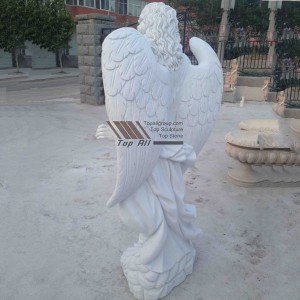 Cerflun Angel Maint Bywyd Marmor Gwyn TSAS-016