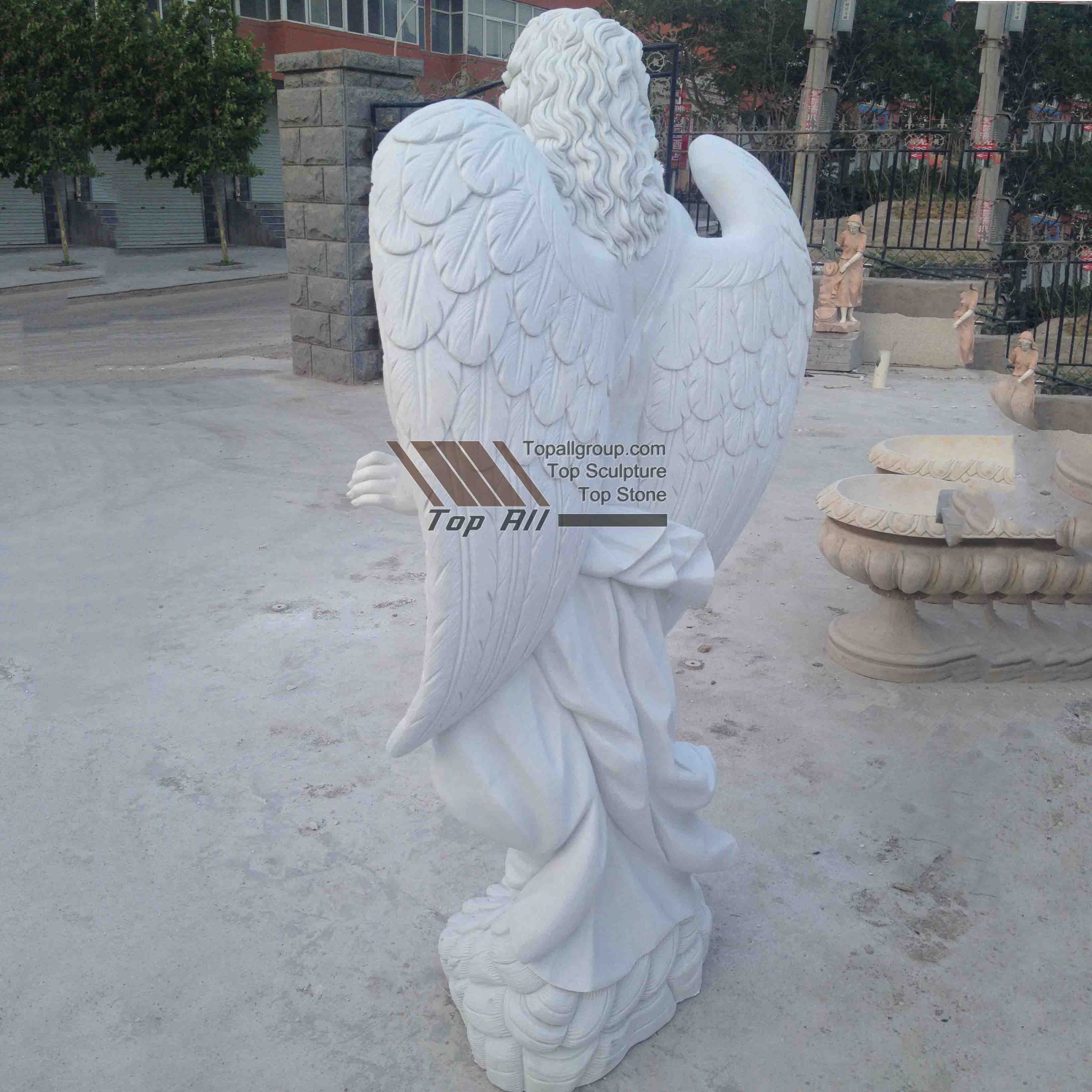 OEM Customized Chat Fire Pit Table - White Marble Life Size Angel Statue TSAS-016 – Top All Group detail pictures