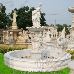 Snoíodóireacht Ghairdín Bán Marmar Bán Maisiú Gairdín Dealbhóireachta Mná Fountain Uisce TAGF-55