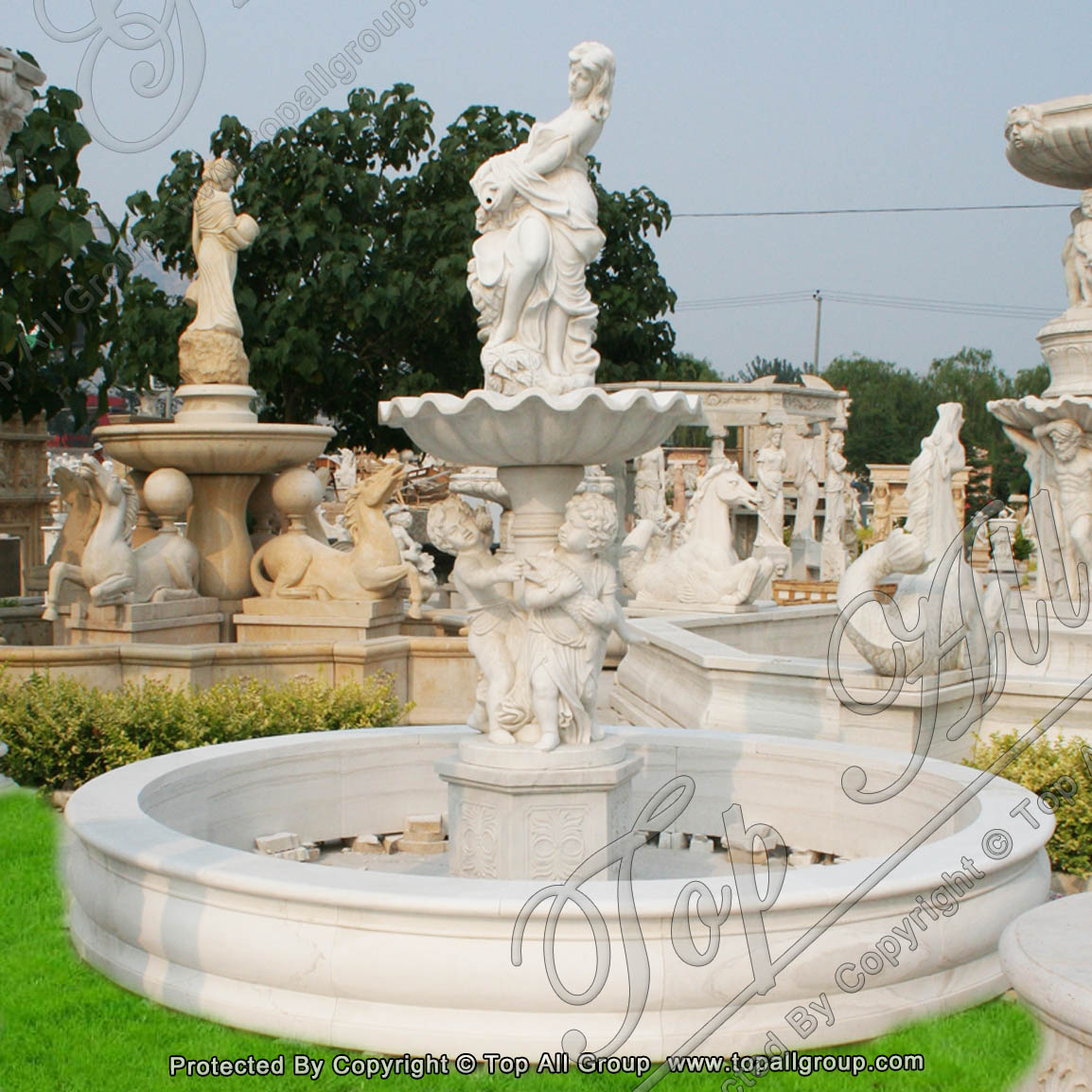 White Marble Stone Carving Garden Decoration Female Sculpture Water Fountain