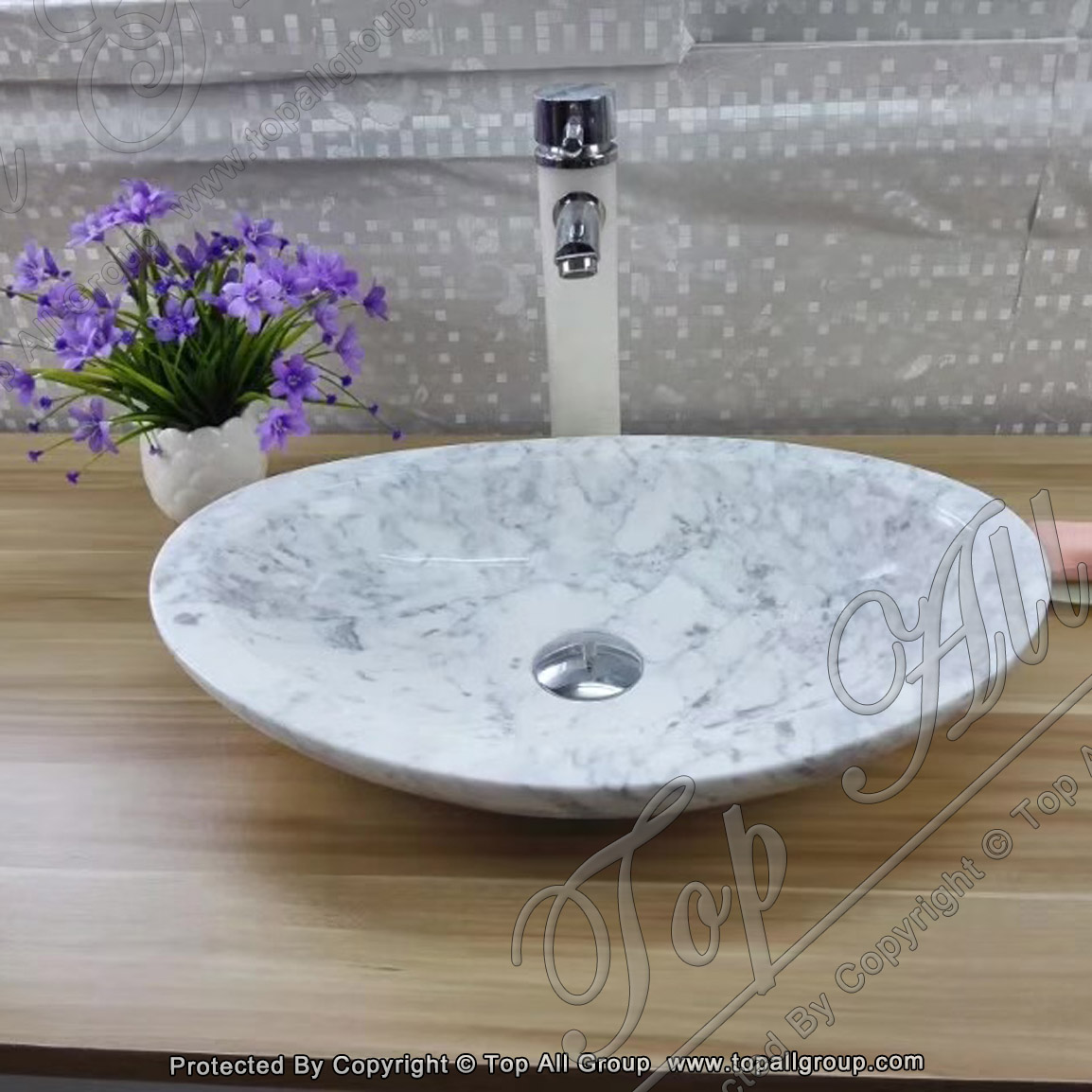 White Marble Wash Basin On Table Top