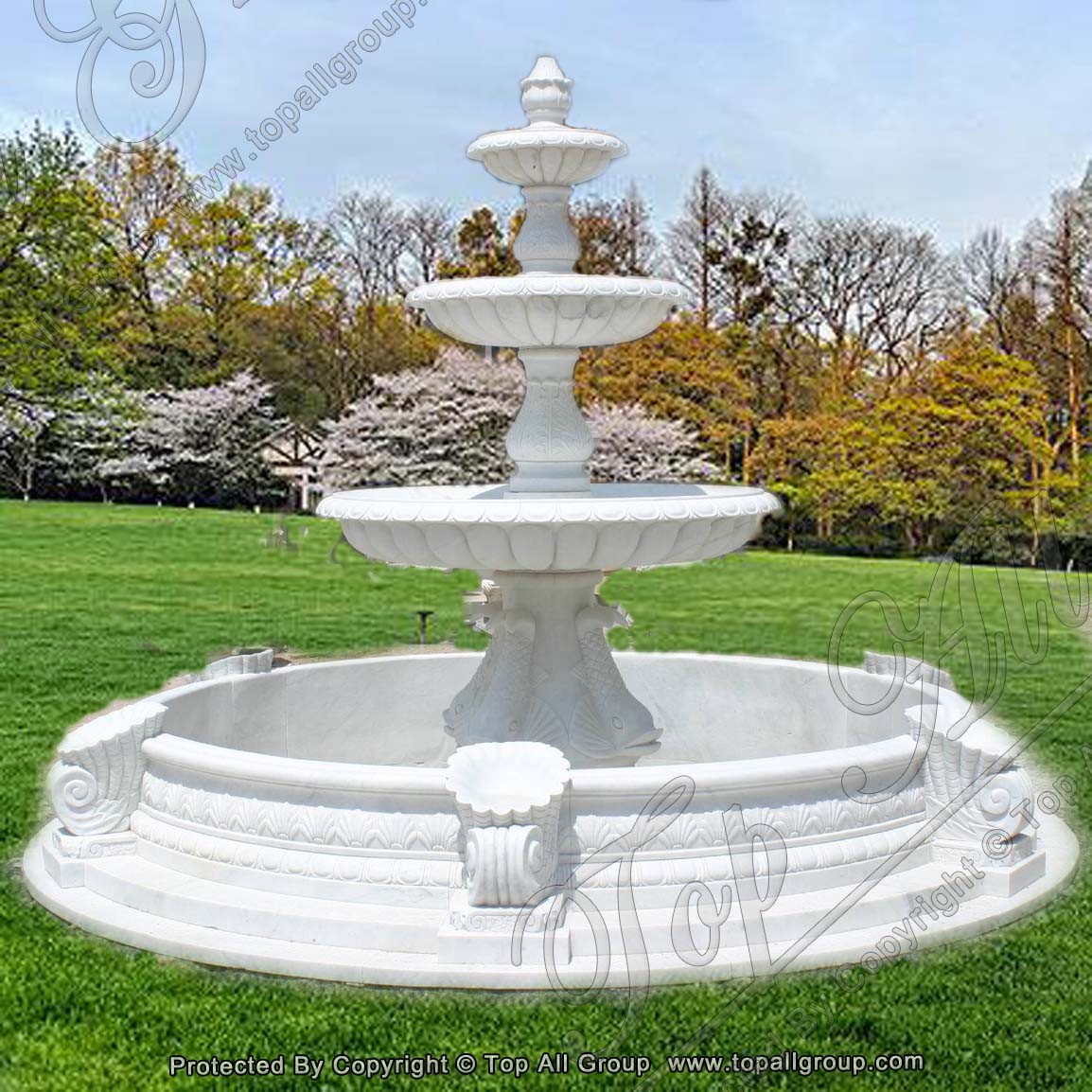 White Marble Water Garden Fountain
